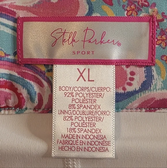 Stella Parker Pink & Blue Full Bloom Pattern Scalloped Hem Skort Size XL NWOT - Picture 6 of 6